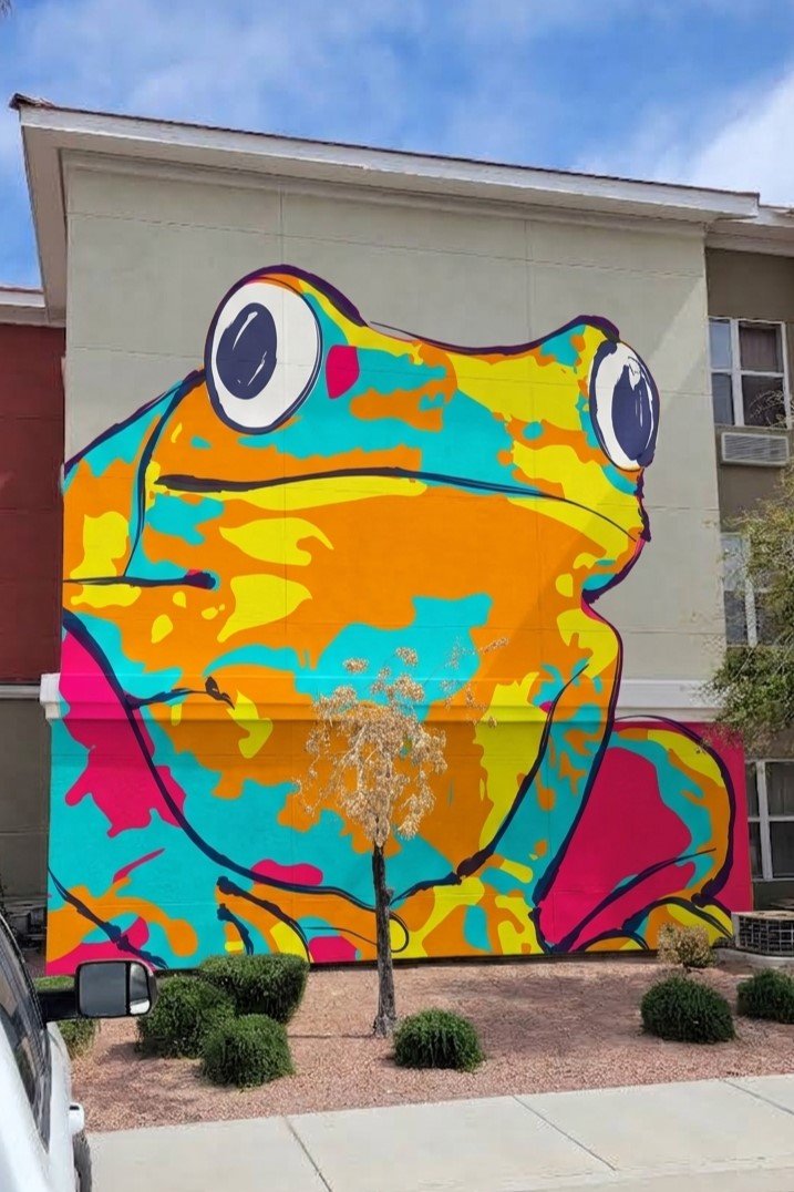 Colorful Frog Building Wall Painting